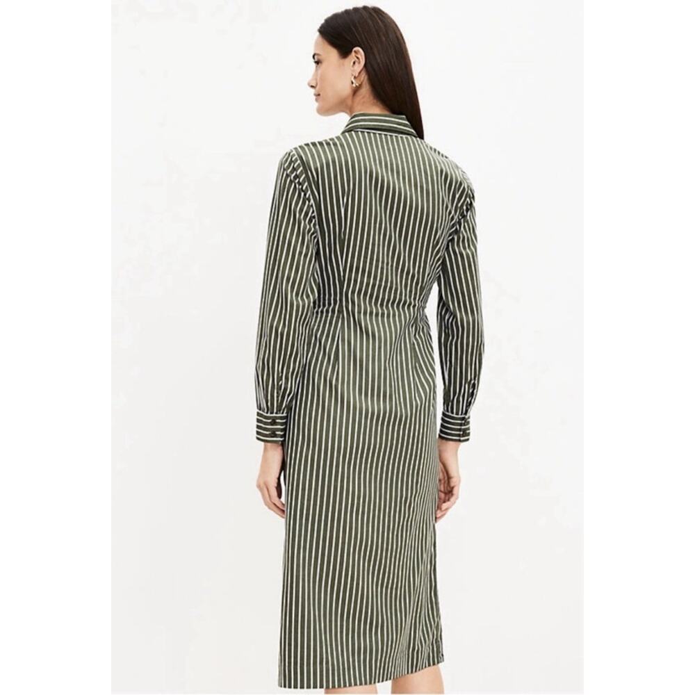 LOFT Striped Wrap Midi Shirtdress 6 petite Capsule Workwear career designer NWT - Picture 2 of 16